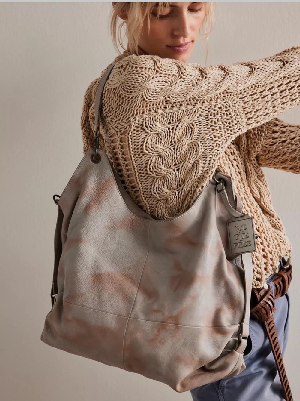 Free People We The Free Sabine Slouchy Bag in Fog Gray